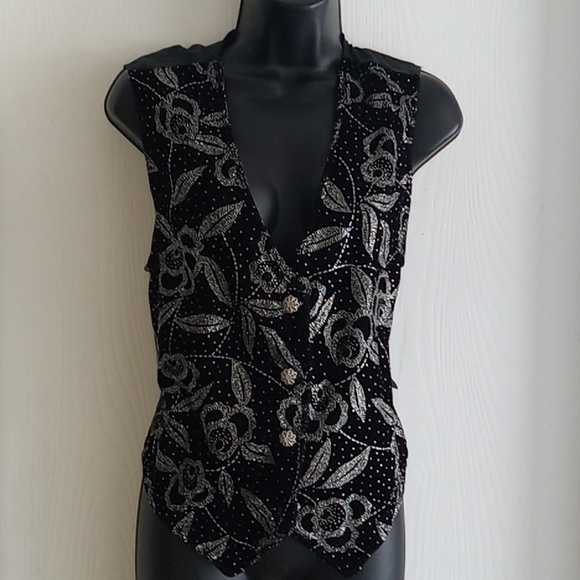 Separate Scene Jackets & Blazers - Separate Scene | Vintage Black Velvet Sparkle Vest